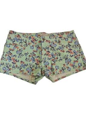 Levis Shorty Short Green Floral Denim Booty Shorts Low Rise Boho Juniors 15 Lg